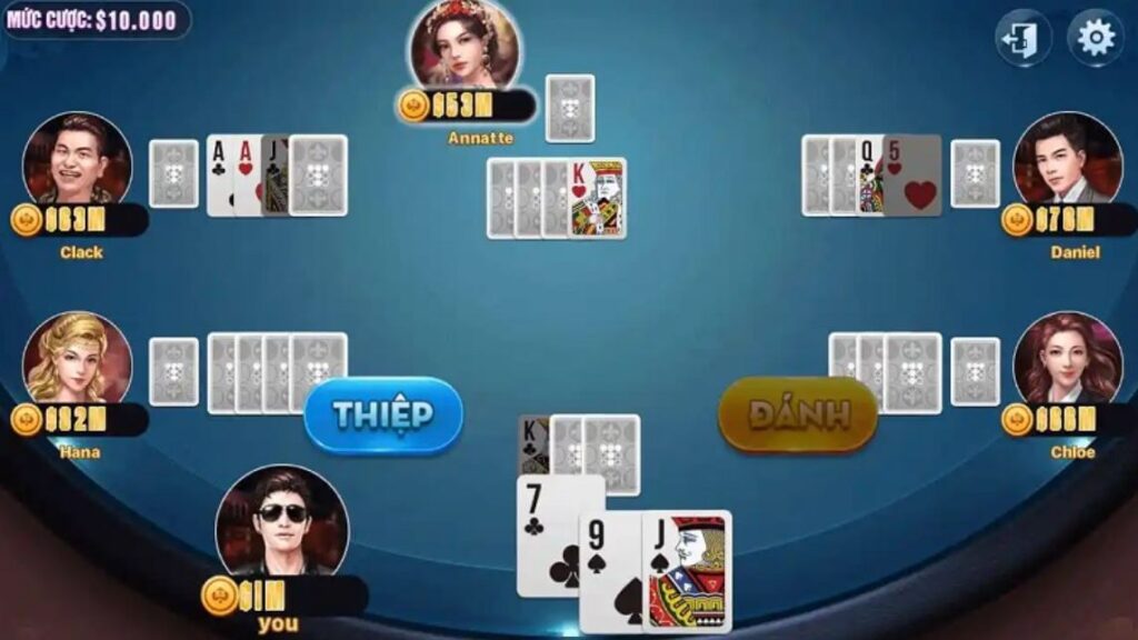 Cách chơi bài Catte - bàn chơi